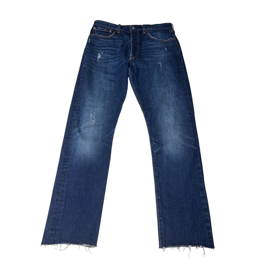 Levis‎ 501 S Skinny Jeans Womens 30 x 30 Dark Wash Distressed Raw Hem Button Fly